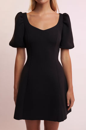 Puff Sleeve Mini Dress in Black