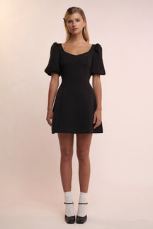 Puff Sleeve Mini Dress in Black