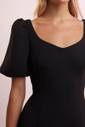 Puff Sleeve Mini Dress in Black