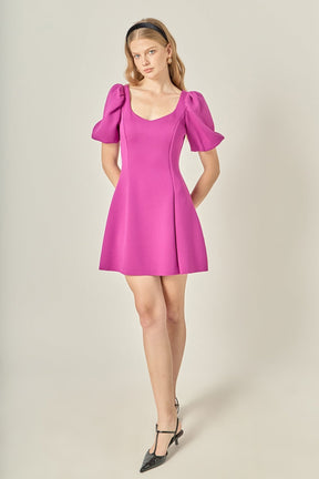 ENGLISH FACTORY - Puff Sleeve Mini Dress in Orchid - DRESSES available at Objectrare
