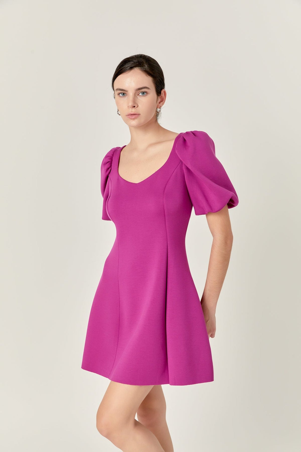 ENGLISH FACTORY - English Factory - Puff Sleeve Mini Dress in Orchid - DRESSES available at Objectrare