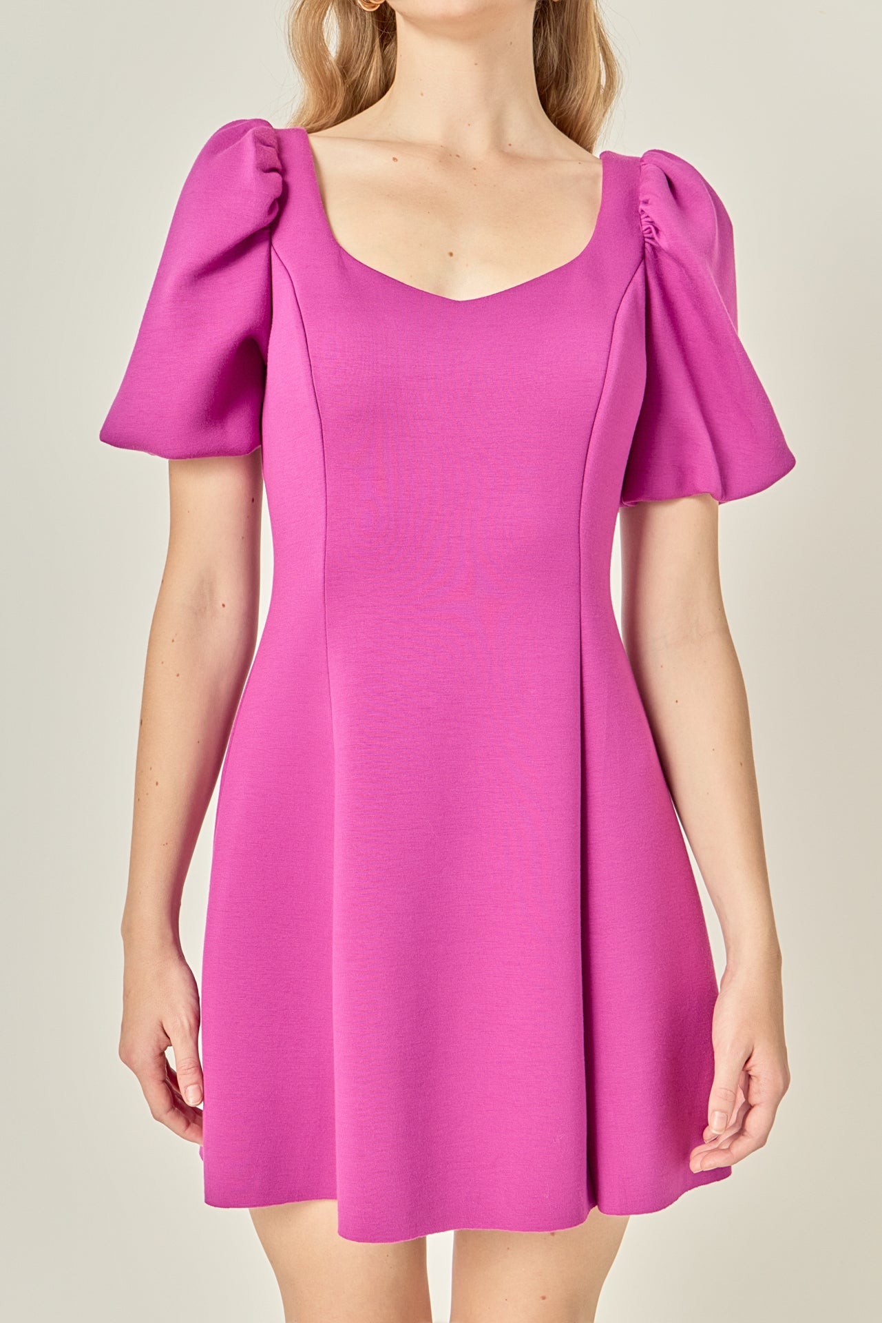 ENGLISH FACTORY - Puff Sleeve Mini Dress in Orchid - DRESSES available at Objectrare