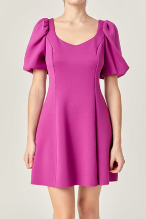 English Factory - Puff Sleeve Mini Dress in Orchid