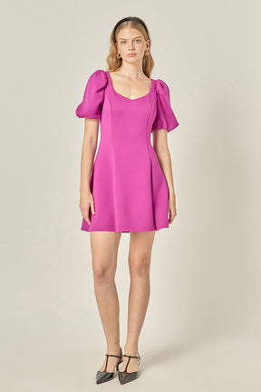 ENGLISH FACTORY - Puff Sleeve Mini Dress in Orchid - DRESSES available at Objectrare