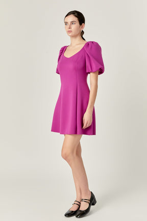 English Factory - Puff Sleeve Mini Dress in Orchid