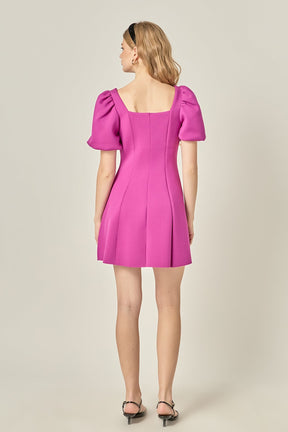 ENGLISH FACTORY - Puff Sleeve Mini Dress in Orchid - DRESSES available at Objectrare