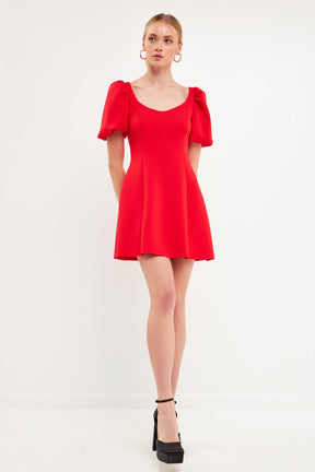 Puff Sleeve Mini Dress - Sale