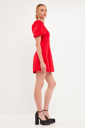 Puff Sleeve Mini Dress - Sale