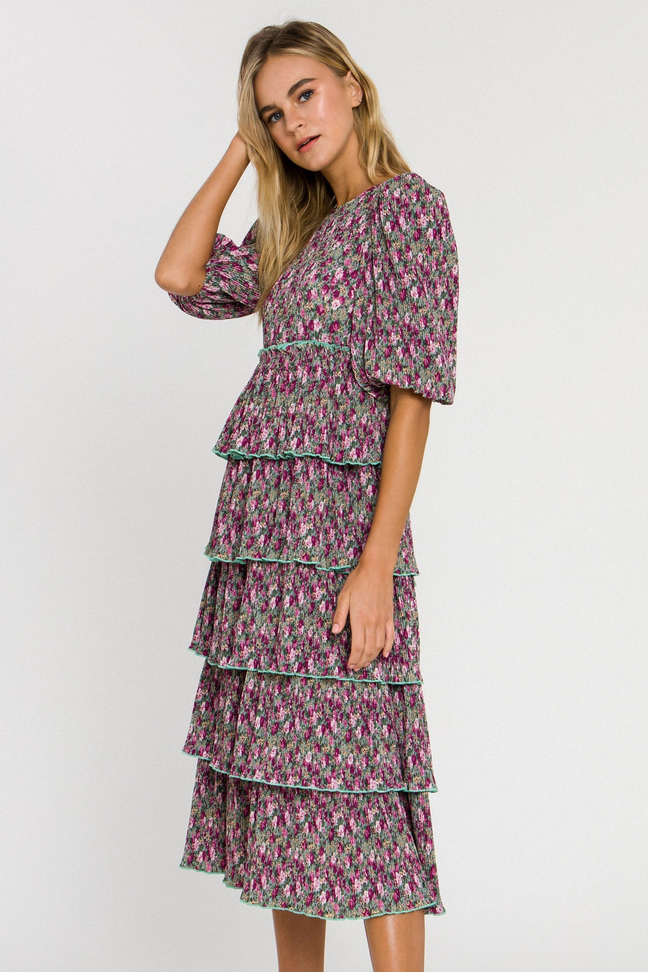 ENGLISH FACTORY - English Factory - Floral Pleated Tired Dress - DRESSES available at Objectrare