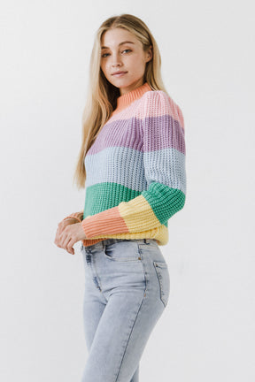 FREE THE ROSES - Free The Roses - Multi Color Stripe Sweater - SWEATERS & KNITS available at Objectrare