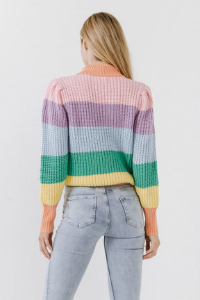 FREE THE ROSES - Free The Roses - Multi Color Stripe Sweater - SWEATERS & KNITS available at Objectrare