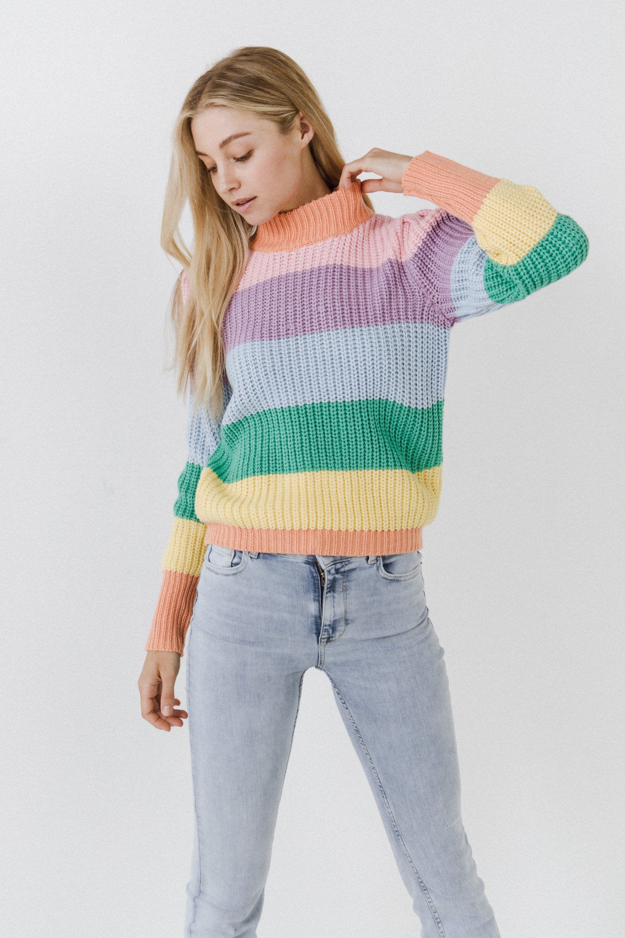 FREE THE ROSES - Free The Roses - Multi Color Stripe Sweater - SWEATERS & KNITS available at Objectrare