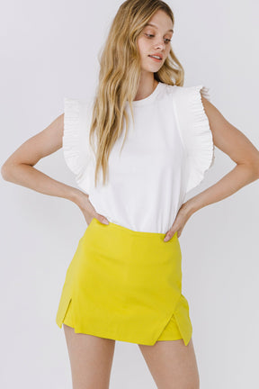 ENGLISH FACTORY - Poplin Knit Mixed Ruffle Detail Top - TOPS available at Objectrare
