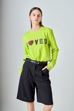 ENDLESS ROSE - Beaded Loved Sweatshirt - HOODIES &SWEATSHIRTS available at Objectrare