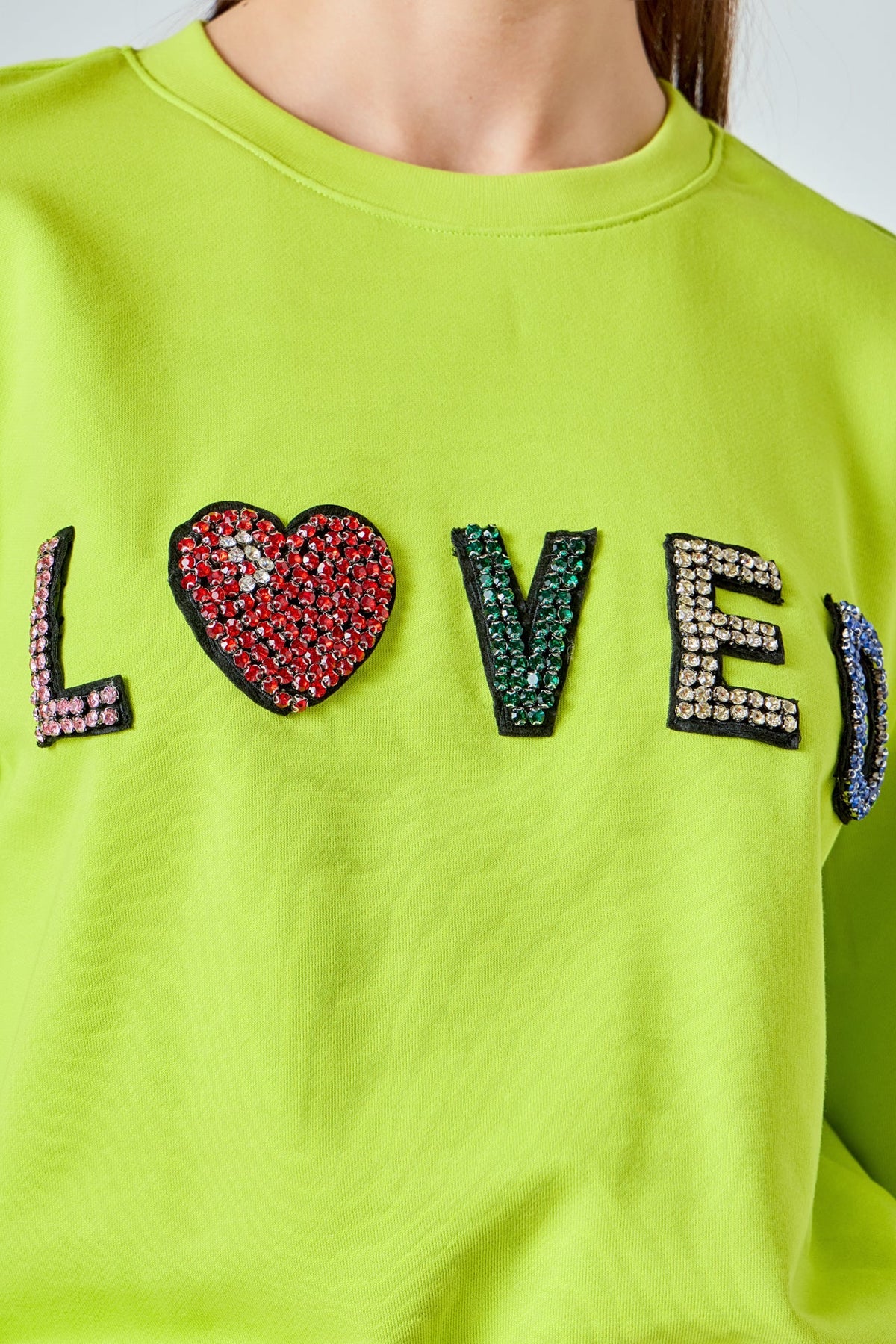 ENDLESS ROSE - Beaded Loved Sweatshirt - HOODIES &SWEATSHIRTS available at Objectrare