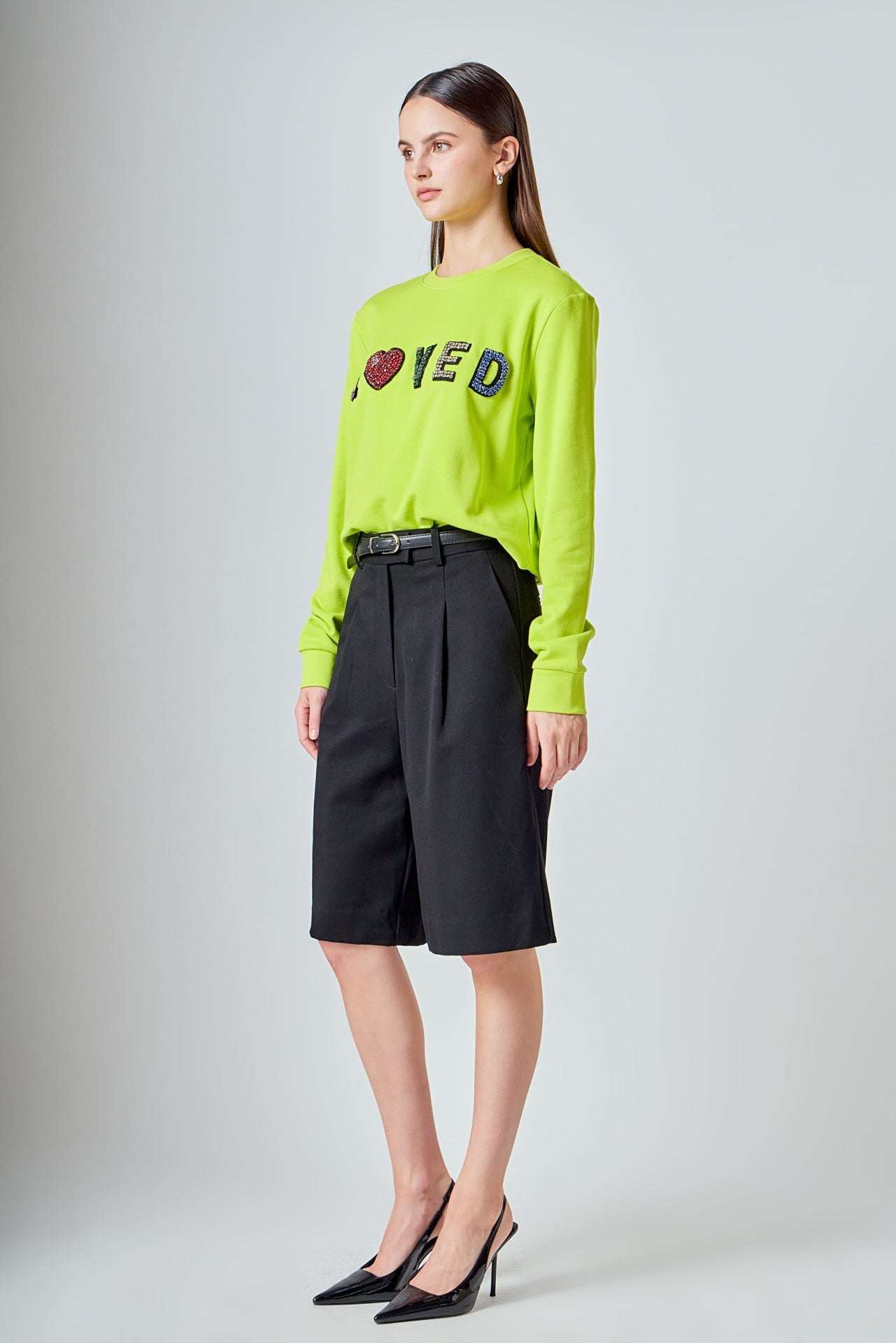 ENDLESS ROSE - Beaded Loved Sweatshirt - HOODIES & SWEATSHIRTS available at Objectrare