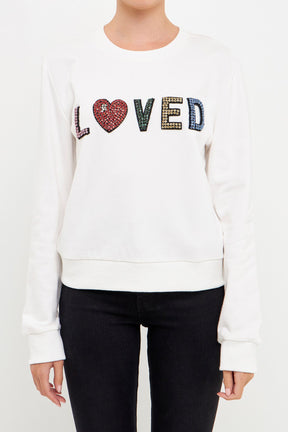 ENDLESS ROSE - Endless Rose - Beaded Loved Sweatshirt - HOODIES &SWEATSHIRTS available at Objectrare