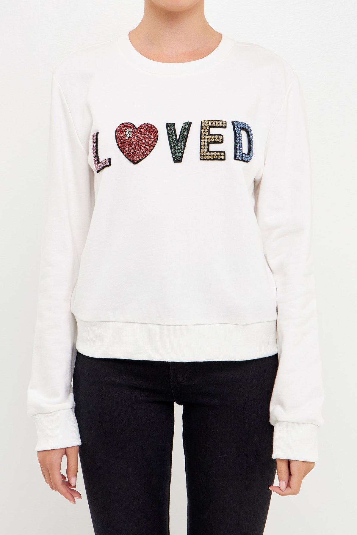 ENDLESS ROSE - Beaded Loved Sweatshirt - HOODIES &SWEATSHIRTS available at Objectrare