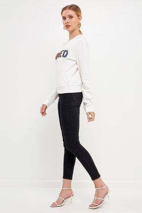 ENDLESS ROSE - Beaded Loved Sweatshirt - HOODIES & SWEATSHIRTS available at Objectrare