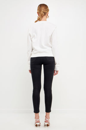 ENDLESS ROSE - Beaded Loved Sweatshirt - HOODIES & SWEATSHIRTS available at Objectrare