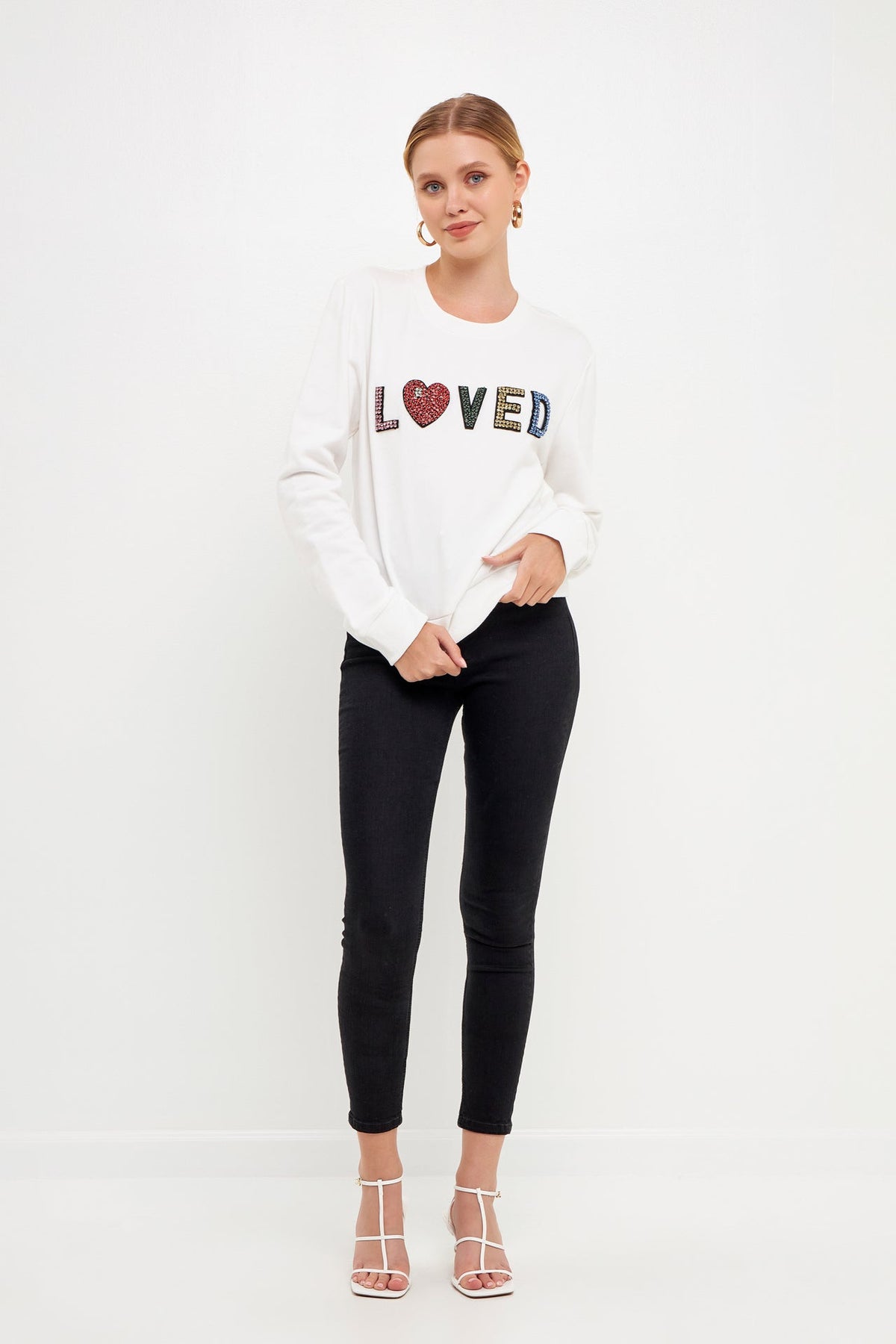 ENDLESS ROSE - Beaded Loved Sweatshirt - HOODIES &SWEATSHIRTS available at Objectrare
