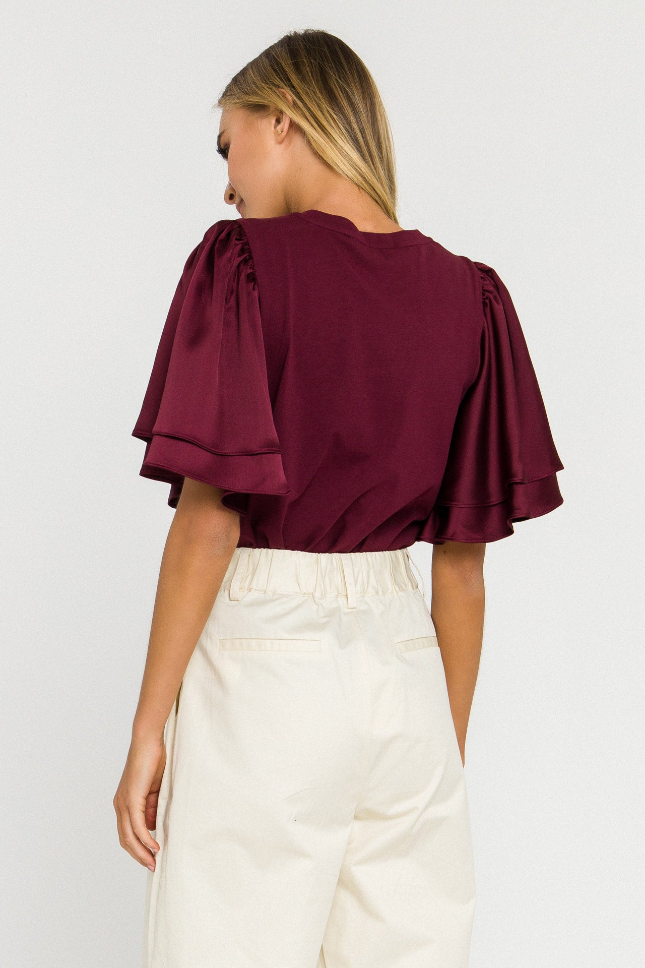 ENGLISH FACTORY - English Factory - Chiffon Ruffle Sleeve T-shirt - T-SHIRTS available at Objectrare