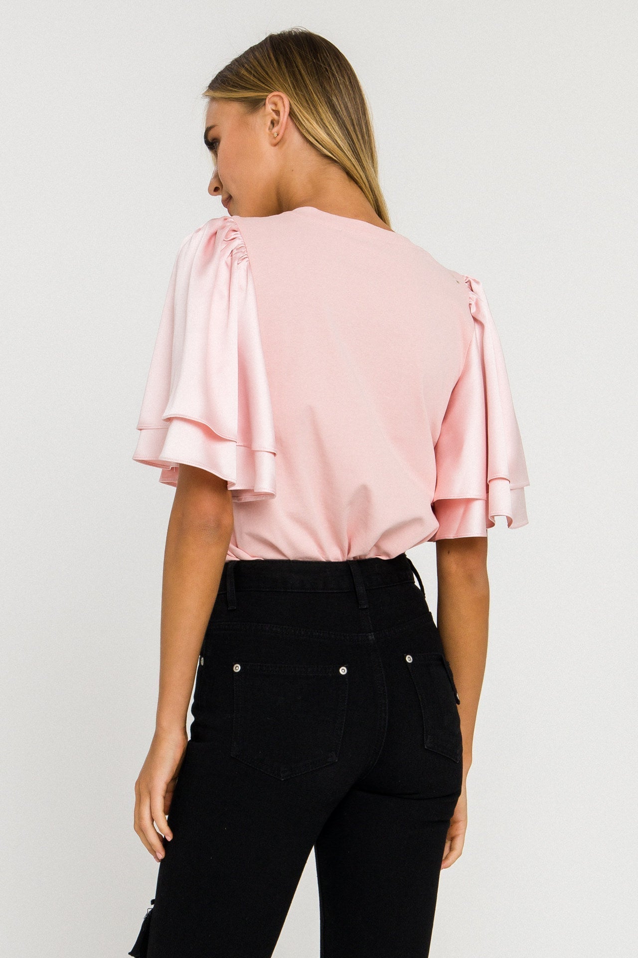 ENGLISH FACTORY - English Factory - Chiffon Ruffle Sleeve T-shirt - T-SHIRTS available at Objectrare