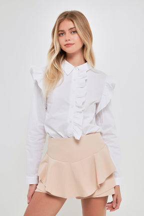 ENGLISH FACTORY - English Factory - Ruffled Boxy Shirt - SHIRTS & BLOUSES available at Objectrare