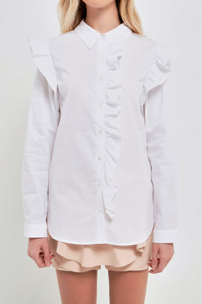 ENGLISH FACTORY - English Factory - Ruffled Boxy Shirt - SHIRTS & BLOUSES available at Objectrare