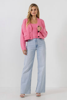 ENGLISH FACTORY - V-neck Knit Cardigan - SWEATERS & KNITS available at Objectrare