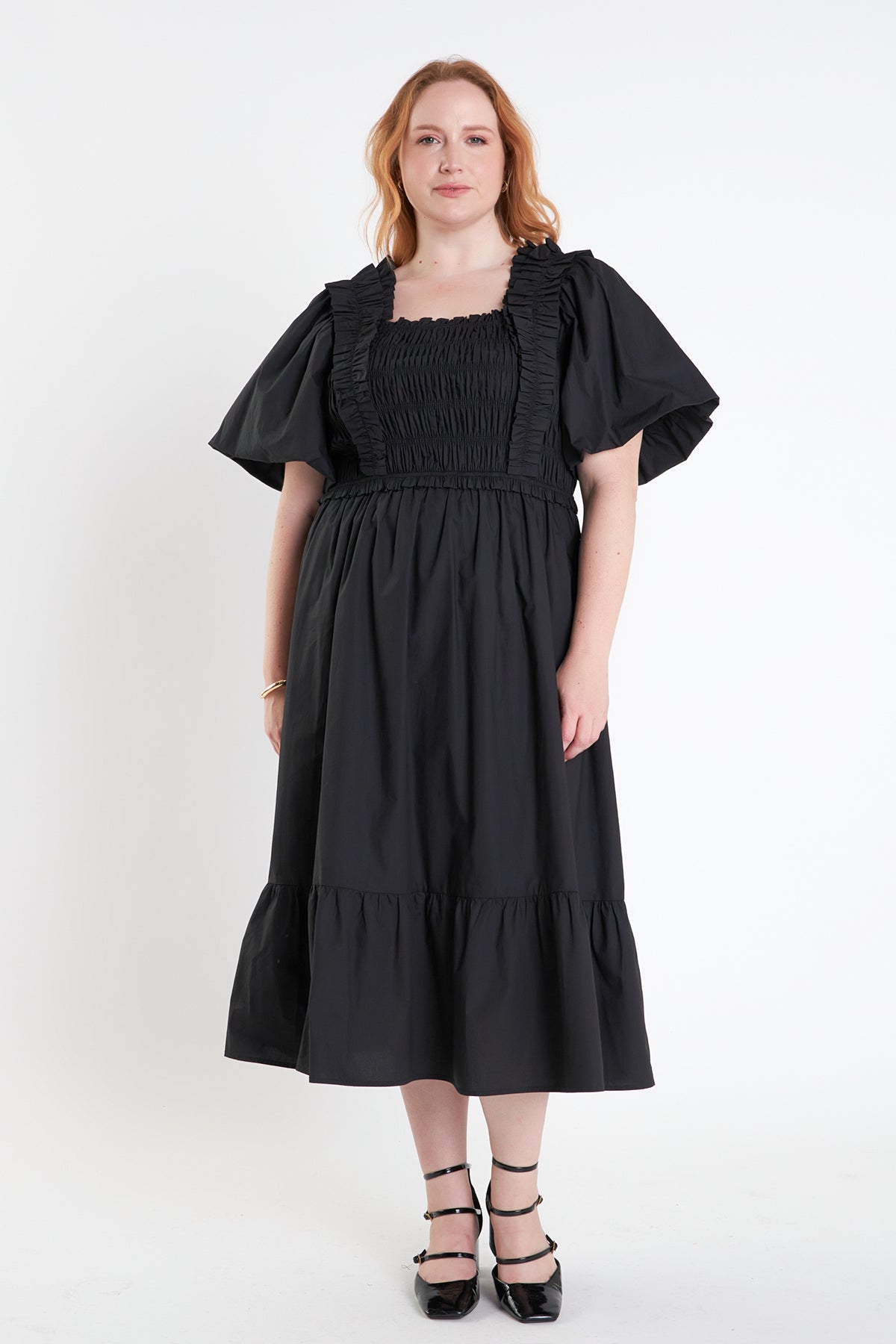 ENGLISH FACTORY - Ruffled Smocked Midi Dress - DRESSES available at Objectrare