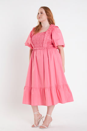 ENGLISH FACTORY - English Factory - Ruffled Smocked Midi Dress - DRESSES available at Objectrare