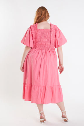 ENGLISH FACTORY - English Factory - Ruffled Smocked Midi Dress - DRESSES available at Objectrare