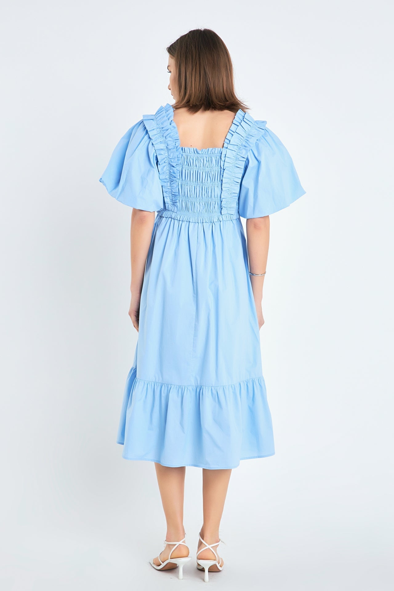 ENGLISH FACTORY - English Factory - Puff Sleeve Square Neck Midi Dress - DRESSES available at Objectrare