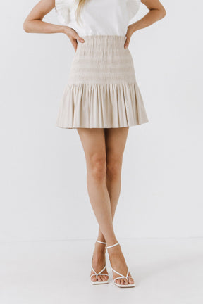 ENDLESS ROSE - Smocked Pleated Faux Leather Skirt - Final Sale - SKIRTS available at Objectrare