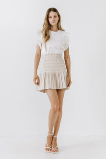 ENDLESS ROSE - Smocked Pleated Faux Leather Skirt - SKIRTS available at Objectrare