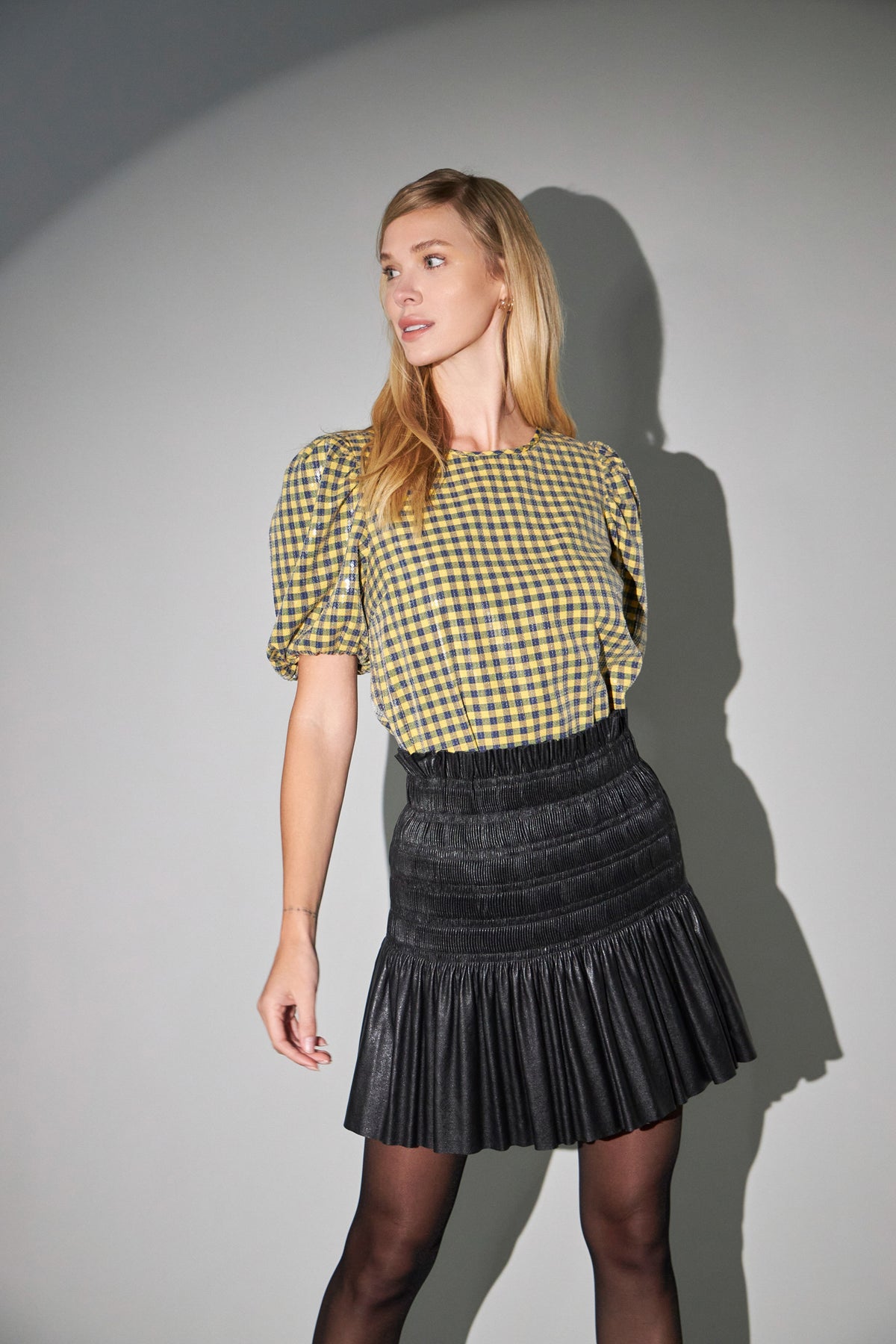 ENDLESS ROSE - Endless Rose - Smocked Pleated Faux Leather Skirt - Final Sale - SKIRTS available at Objectrare