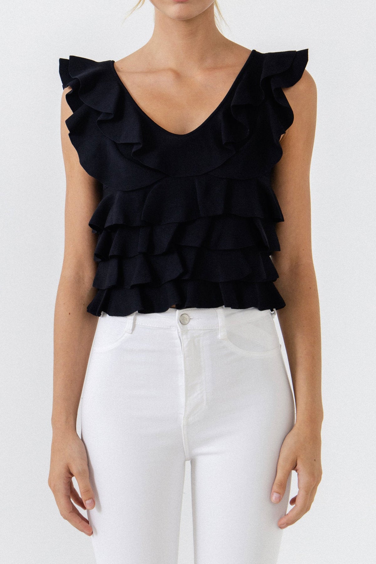 ENDLESS ROSE - Ruffle Fitted Mini Top - SWEATERS & KNITS available at Objectrare