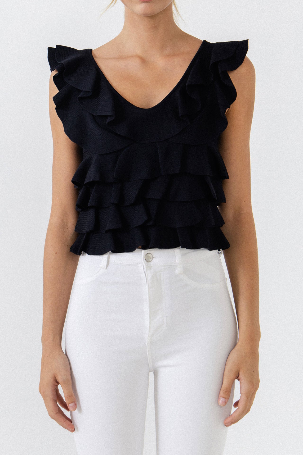 ENDLESS ROSE - Ruffle Fitted Mini Top - SWEATERS & KNITS available at Objectrare