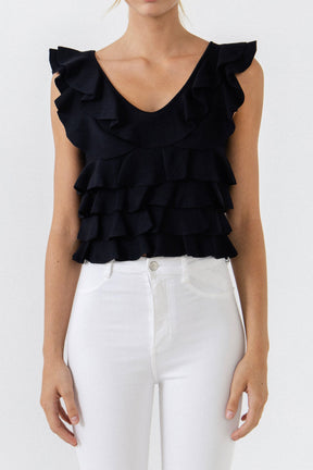ENDLESS ROSE - Ruffle Fitted Mini Top - SWEATERS & KNITS available at Objectrare