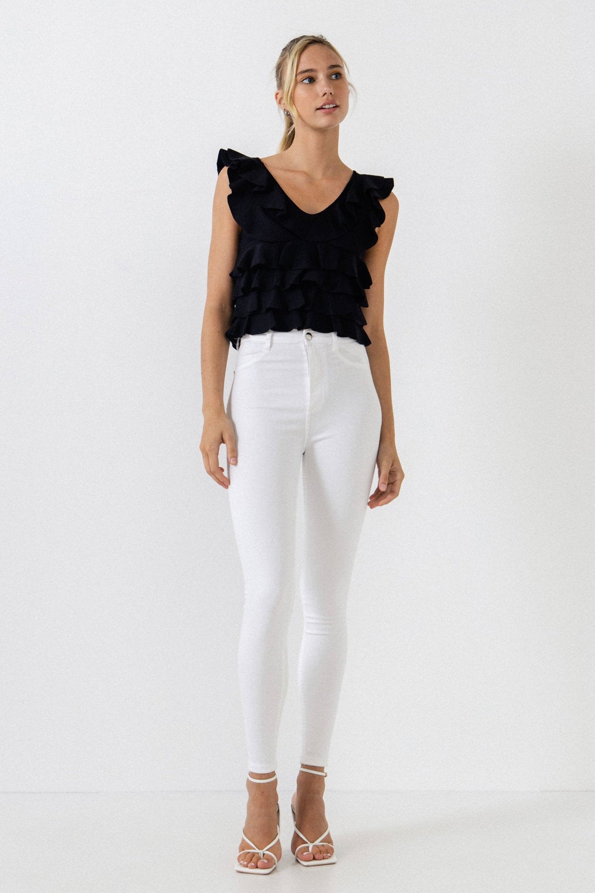 ENDLESS ROSE - Ruffle Fitted Mini Top - SWEATERS & KNITS available at Objectrare