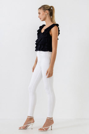 ENDLESS ROSE - Ruffle Fitted Mini Top - SWEATERS & KNITS available at Objectrare