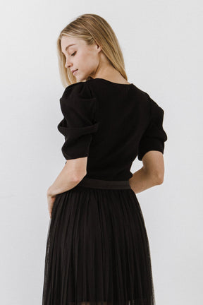 ENGLISH FACTORY - Puff Short Sleeve Sweater - SWEATERS & KNITS available at Objectrare