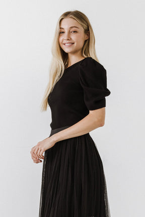 ENGLISH FACTORY - Puff Short Sleeve Sweater - SWEATERS & KNITS available at Objectrare