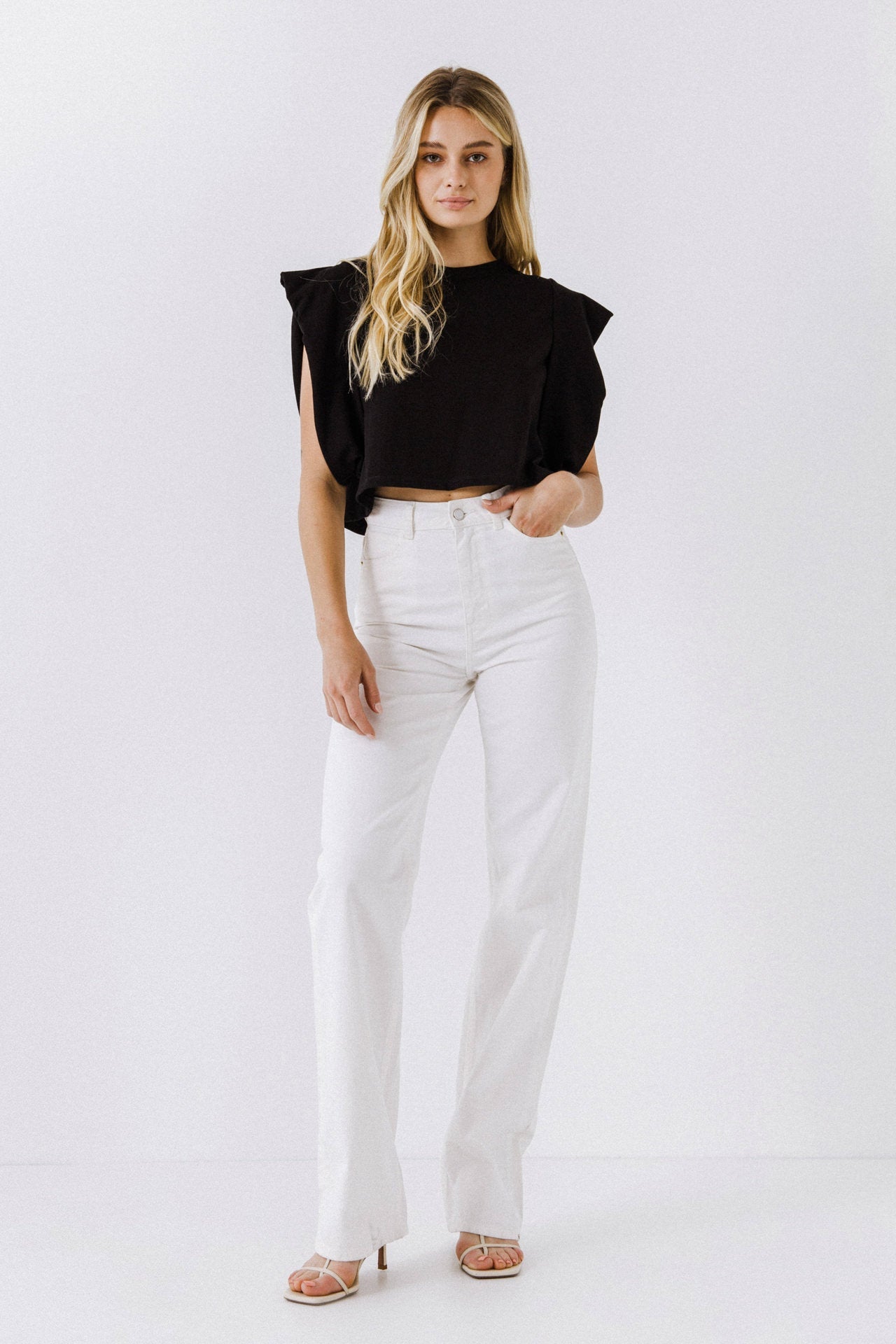 Drop Shoulder Cropped Top