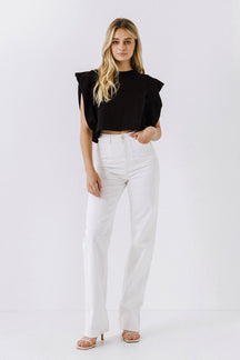 Drop Shoulder Cropped Top
