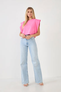 ENDLESS ROSE - Endless Rose - Drop Shoulder Cropped Top - TOPS available at Objectrare