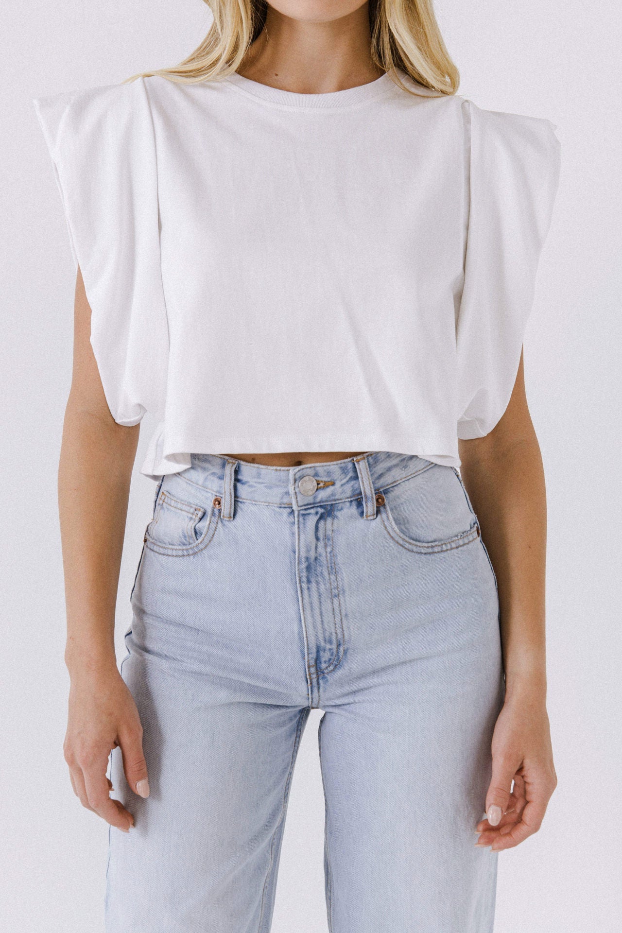 Drop Shoulder Cropped Top