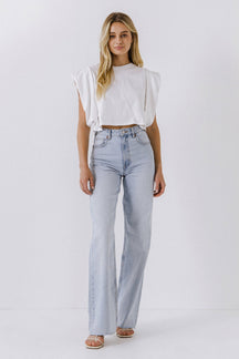 Drop Shoulder Cropped Top