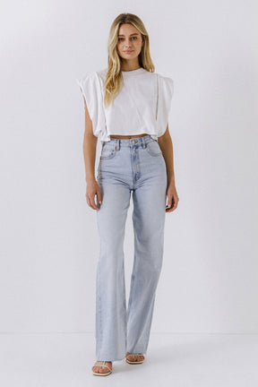 Drop Shoulder Cropped Top